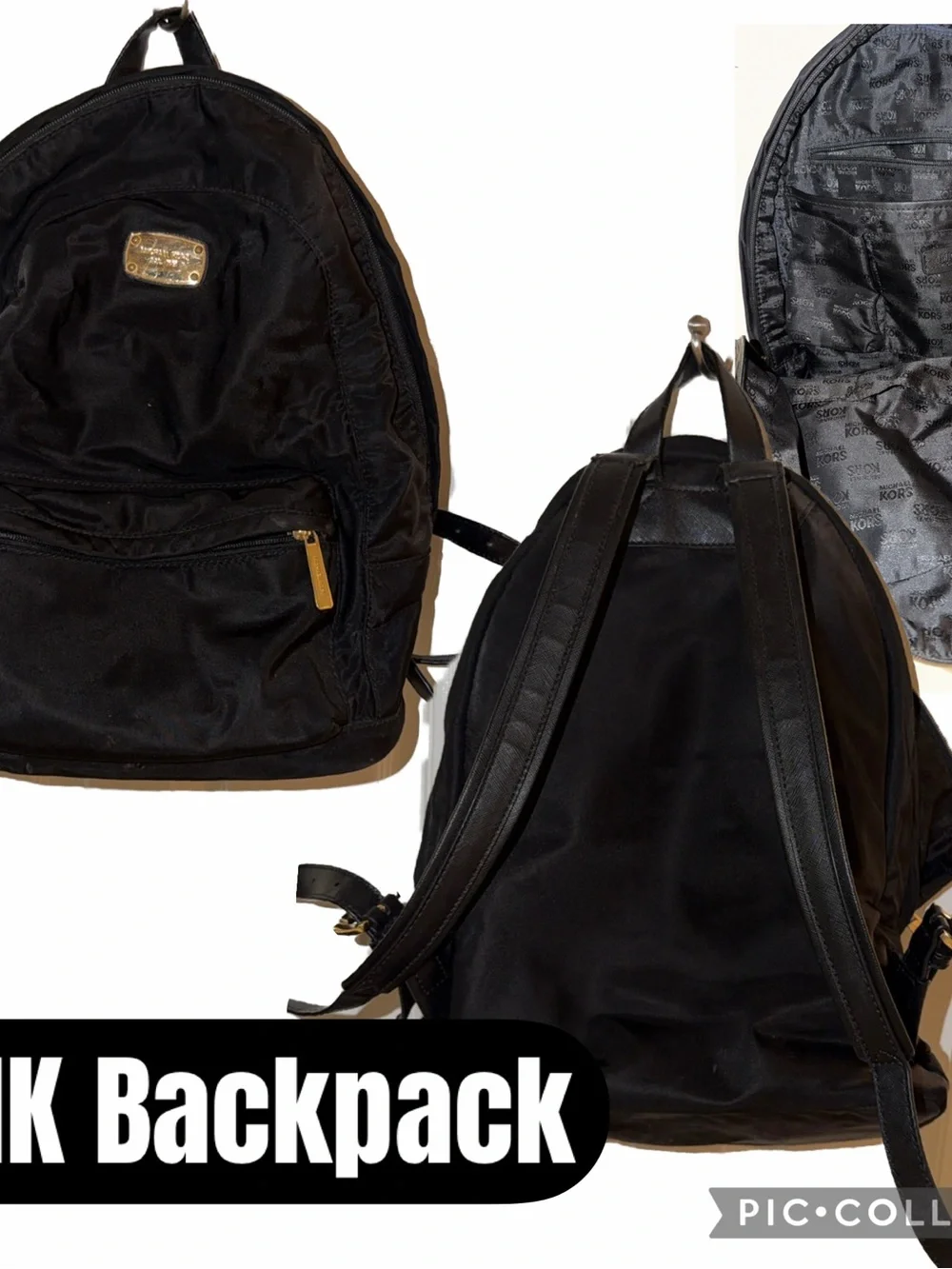 Michael Kors Black Nylon Backpack with Gold Hardware